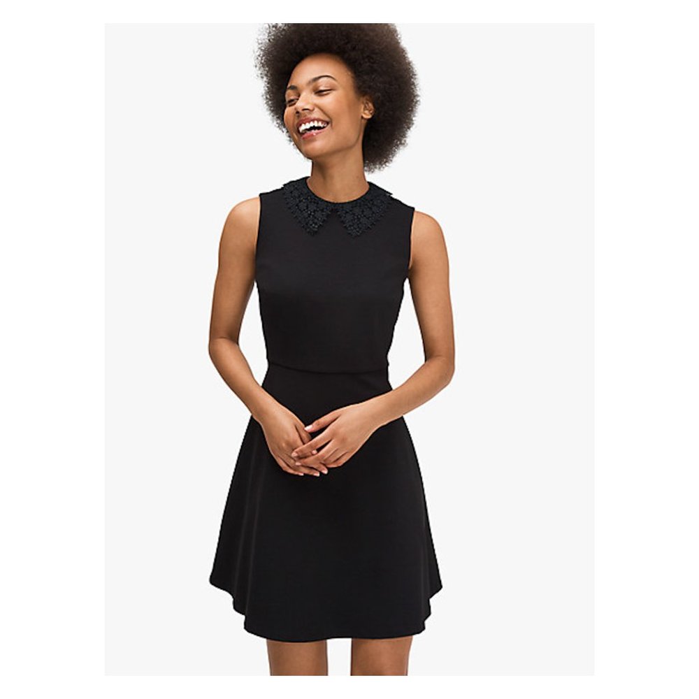 kate spade Black Sleeveless Mini Dress with Lace Peter Pan Collar